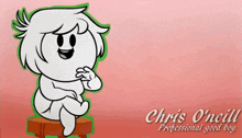 chris o'neill is a professional good boy and is sitting on a stool