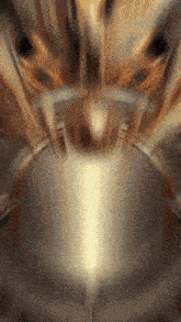 a close up of a painting with a glowing light coming out of it