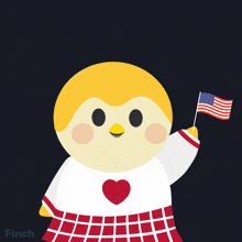 an illustration of a penguin holding an american flag with the words 4th of july
