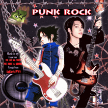 a poster that says punk rock with two guys holding guitars