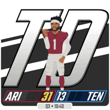 a football player with the number 1 on his jersey is shown