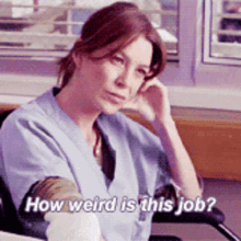 Greys Anatomy Meredith Grey GIF - Greys Anatomy Meredith Grey How Weird Is This Job GIFs