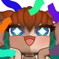 a cartoon drawing of a girl with confetti falling on her head
