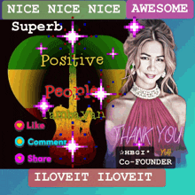 a picture of a woman with the words nice nice nice awesome on top