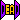 a pixel art of the word dead in purple and yellow .