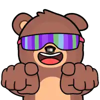 a cartoon of a teddy bear wearing sunglasses with a youtube logo on it