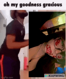 a picture of a man and a picture of a woman with blood on their face and the caption oh my goodness gracious