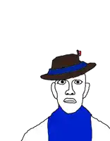 a drawing of a man wearing a hat and a scarf