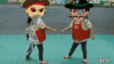 a cartoon of a man and a girl standing next to each other with the words bfp below them