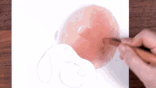 a person is drawing a dog on a piece of paper