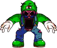 a cartoon of a zombie mario with a skull on his face
