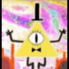 a picture of bill cipher from gravity falls on a colorful background