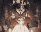 a cartoon of a man with candles on his face