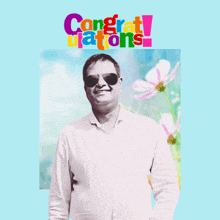 congratulations aakash kumar with a picture of a man in sunglasses