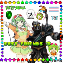 a picture of a girl and a robot with the words " best friends " on the bottom