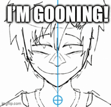 a drawing of an explosion with the words i 'm gooning