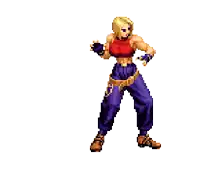 a pixel art of a woman and a dog on a white background