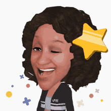 a cartoon of a woman with a gold star on her head