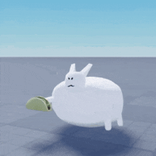 a white rabbit is holding a taco on its back