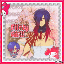 a picture of a man with the words " flirty girl " on the bottom
