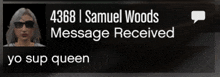 a message from samuel woods has a picture of a woman on it