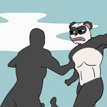 a cartoon drawing of a man holding another man