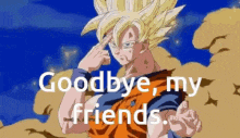 a cartoon of a man saying goodbye to his friends .