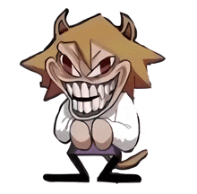 a drawing of a cartoon character with a huge smile on his face