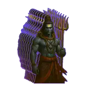 a statue of a muscular man with a trident