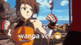 a cartoon of a girl with the words wanna vc on it