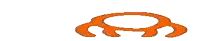 an orange r on a white background with a black outline