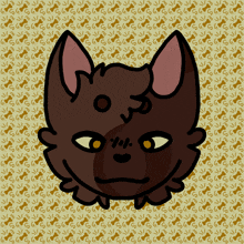 a cartoon drawing of a cat 's head with a patterned background