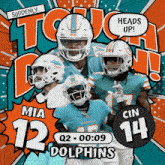 an advertisement for the miami dolphins shows a group of football players