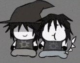 a black and white cartoon of a witch and a shark