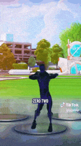 a man in a skeleton costume is dancing in a video game called fortnite .