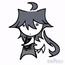 a black and white drawing of a person with ibis paint written underneath