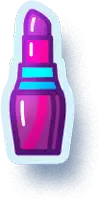 a sticker of a purple lipstick with pink and blue shades on a white background .