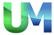 logo letter u and m um blue and green