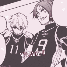 a cd cover for vicmae !! features two anime characters wearing headphones