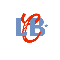 a blue lb logo with a red swirl and a star