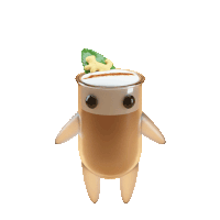 a cartoon drawing of a cup of coffee with a cookie on top