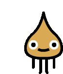 a cartoon drawing of a drop of oil with a face and a smile .