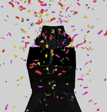 a cartoon character in a suit and tie is surrounded by confetti