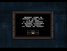 a screen that says memory card in memory card slot 1 - a is full 2 blocks needed delete file ( s ) to free up space