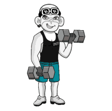 happy cartoon workout gym training