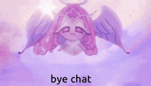 a cartoon of a cat and a dog with the words bye chat in the corner