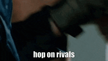 a man and woman kissing with the caption hop on rivals
