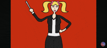 a cartoon drawing of a woman holding a wand with the letters jue in the lower right corner