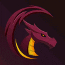 a purple dragon with a yellow tail is surrounded by a circle of fire .
