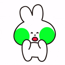 fluorescent white rabbit screaming happy
